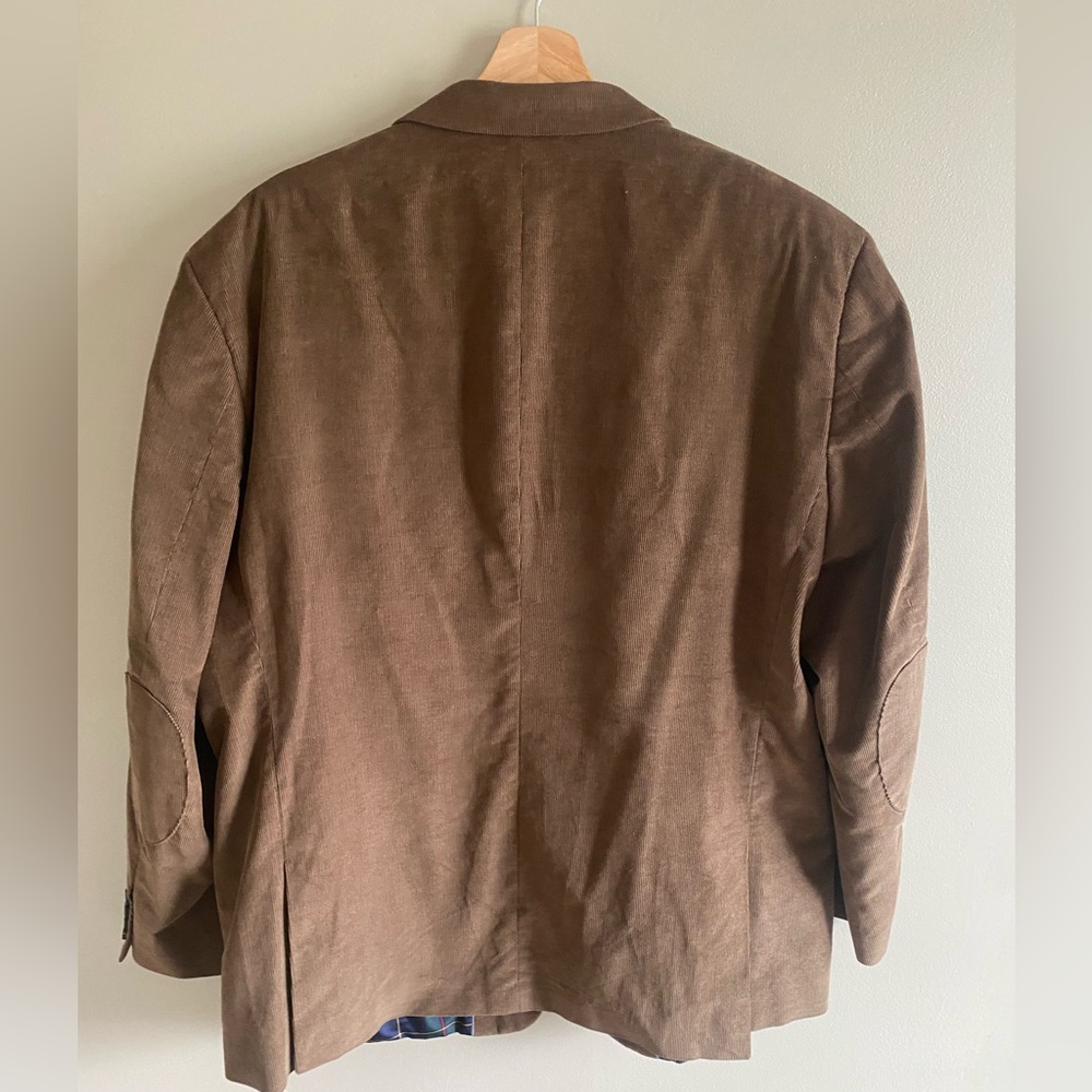US Polo Assn Blazer Mens 50R Brown Corduroy Sport Coat 2 Button Plaid Pockets - Picture 8 of 13